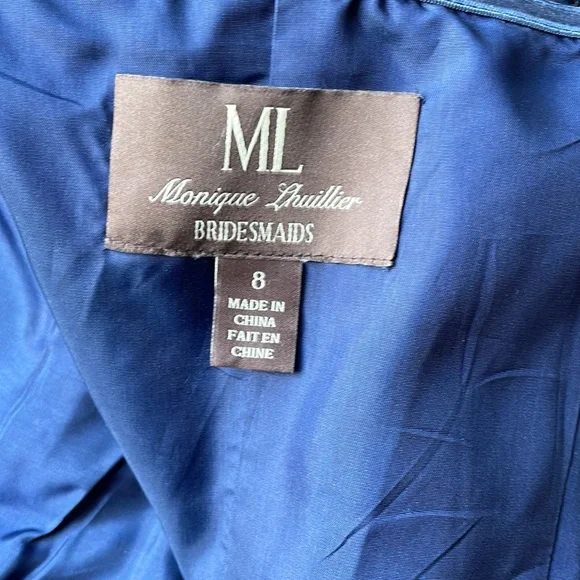 Monique Lhullier navy blue strapless gown prom bridesmaid size 8 - Picture 7 of 9